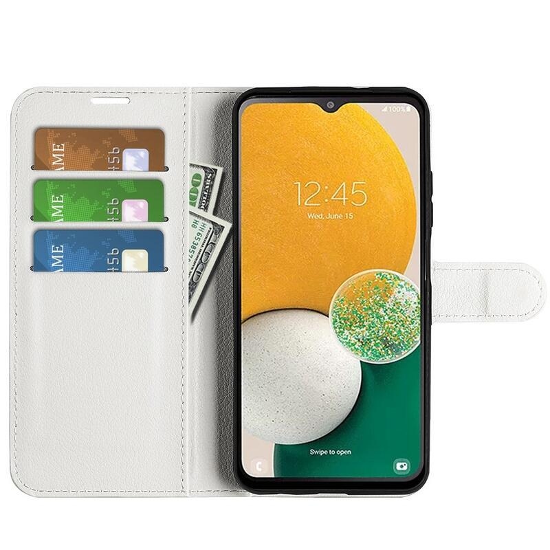 Litchi knížkové pouzdro na Samsung Galaxy A14 4G/5G - bílé