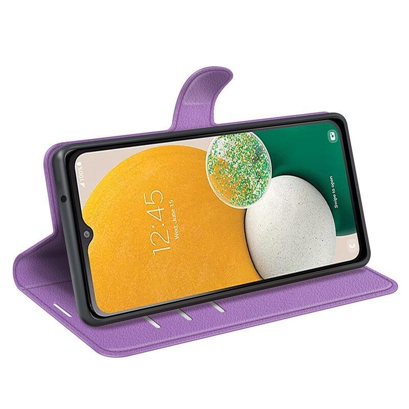 Litchi knížkové pouzdro na Samsung Galaxy A14 4G/5G - fialové