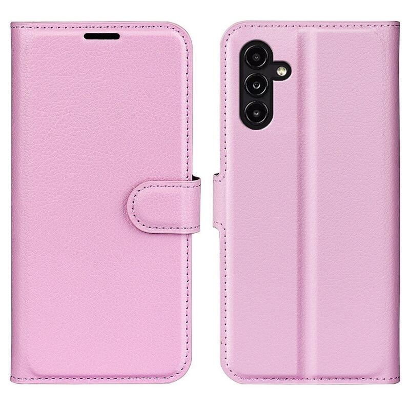 Litchi knížkové pouzdro na Samsung Galaxy A14 4G/5G - růžové