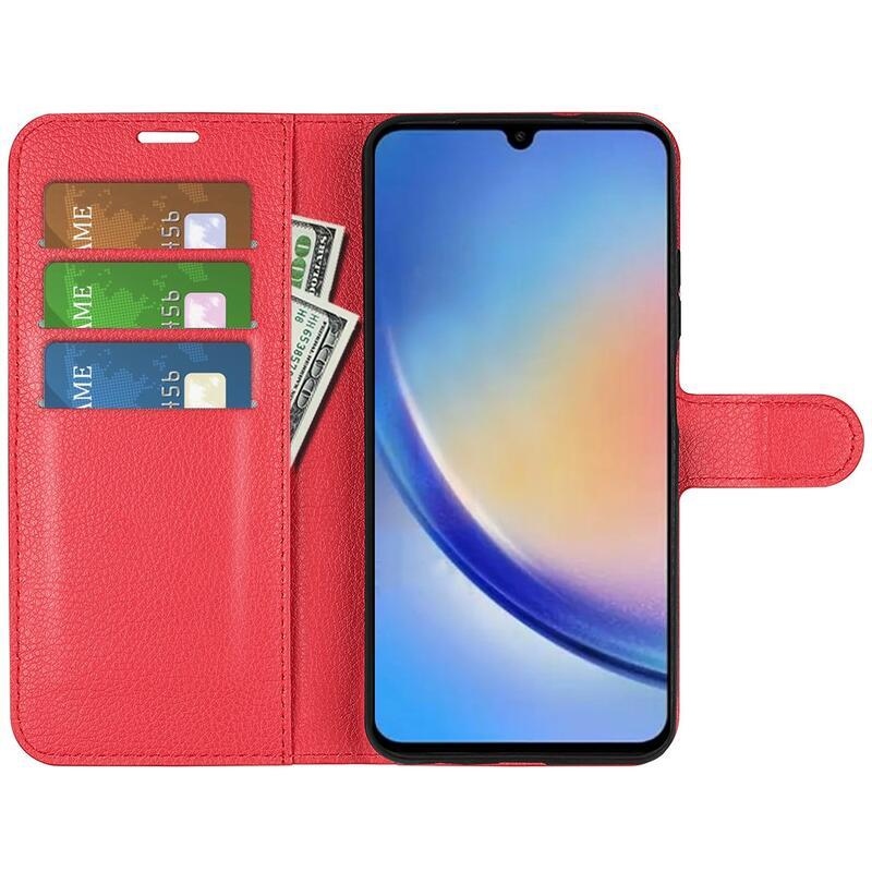 Litchi knížkové pouzdro na Samsung Galaxy A34 5G - červené