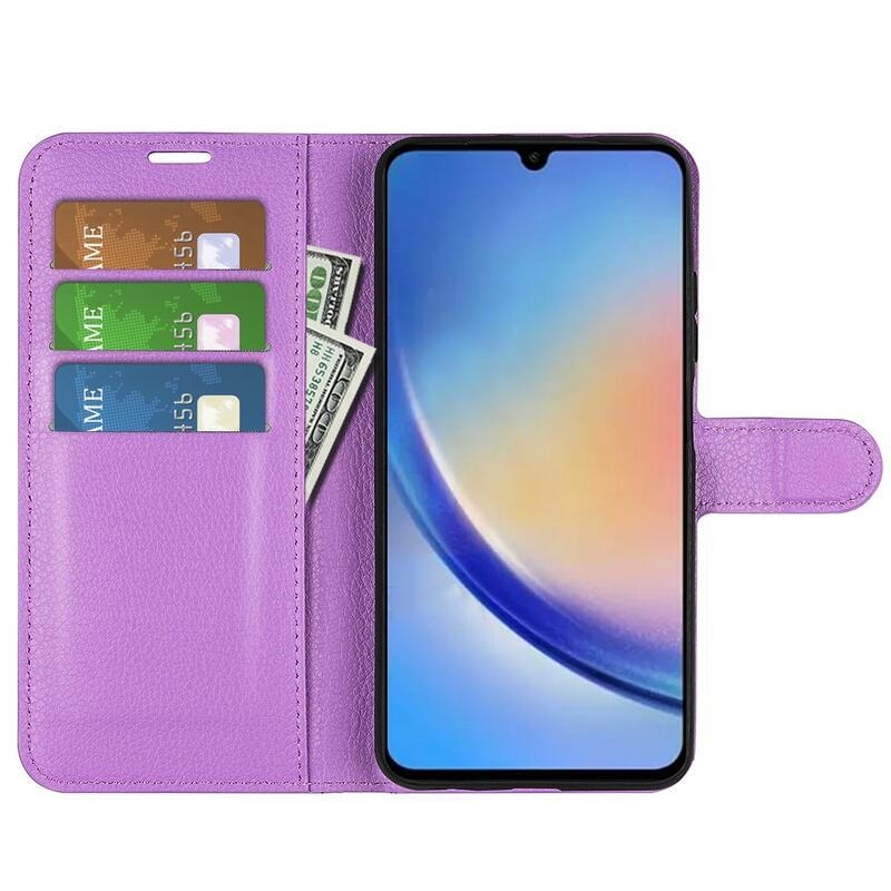 Litchi knížkové pouzdro na Samsung Galaxy A34 5G - fialové
