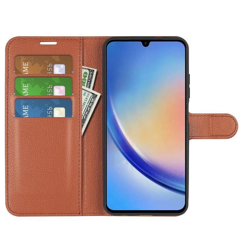 Litchi knížkové pouzdro na Samsung Galaxy A34 5G - hnědé