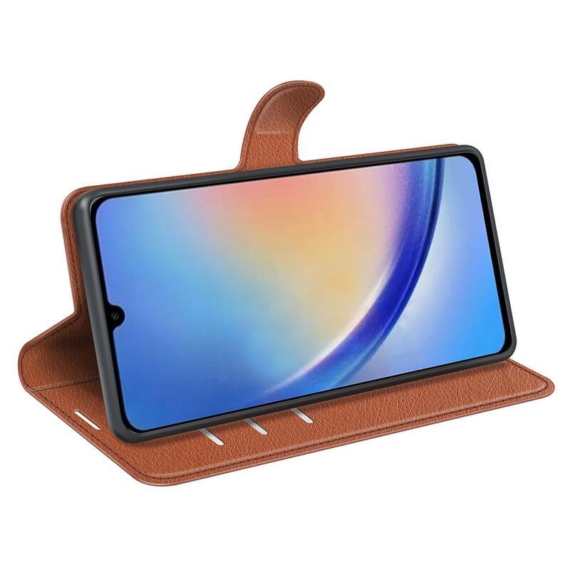 Litchi knížkové pouzdro na Samsung Galaxy A34 5G - hnědé
