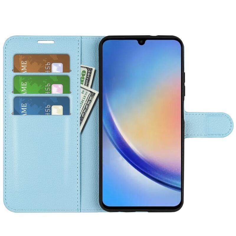 Litchi knížkové pouzdro na Samsung Galaxy A34 5G - modré