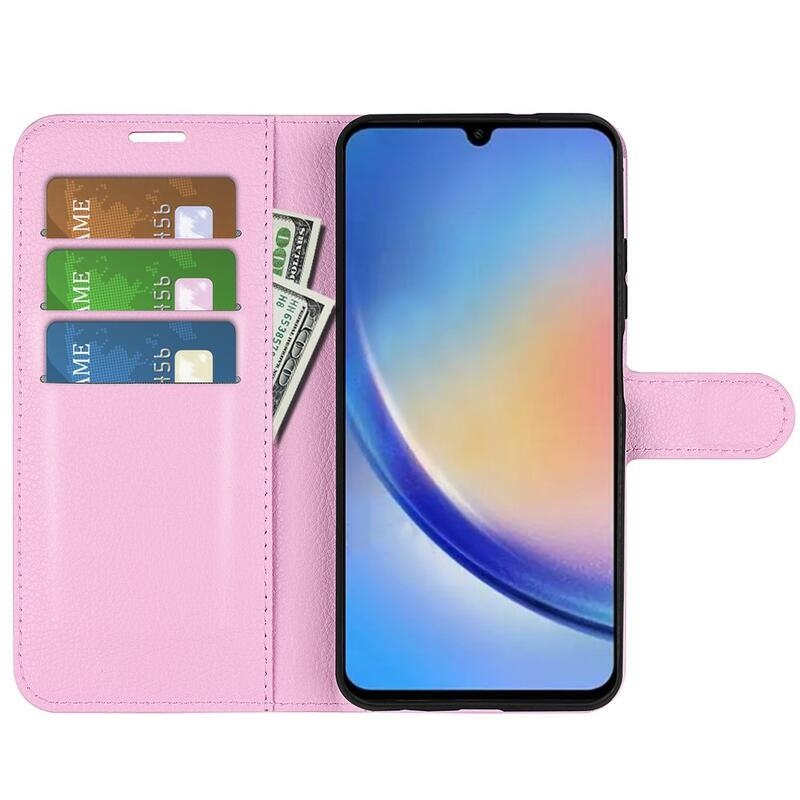 Litchi knížkové pouzdro na Samsung Galaxy A34 5G - růžové