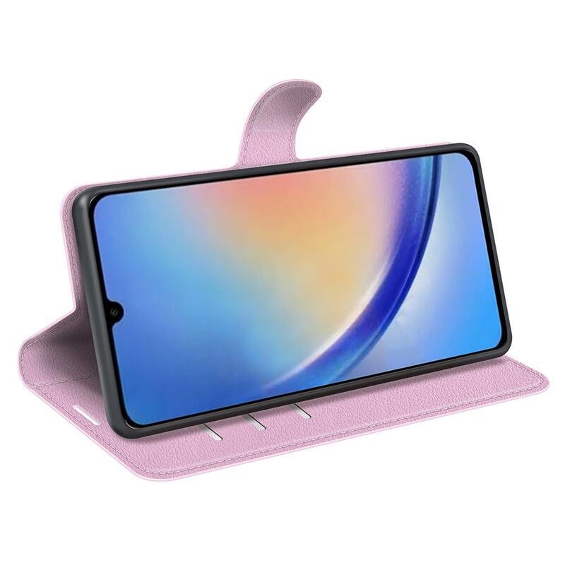 Litchi knížkové pouzdro na Samsung Galaxy A34 5G - růžové