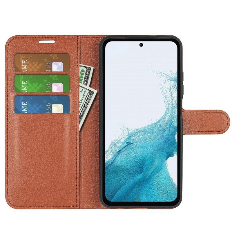 Litchi knížkové pouzdro na Samsung Galaxy A54 5G - hnědé