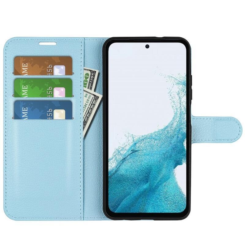 Litchi knížkové pouzdro na Samsung Galaxy A54 5G - modré