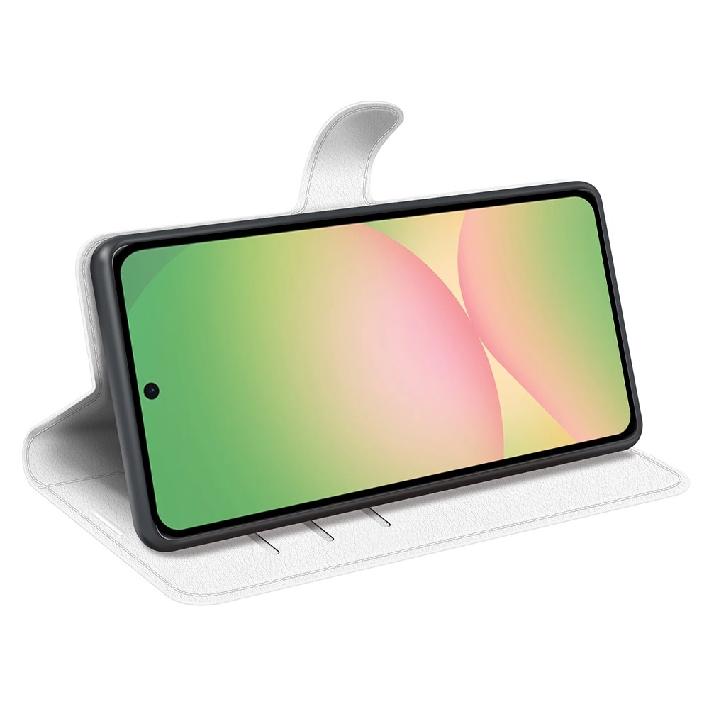 Litchi knížkové pouzdro na Samsung Galaxy A57 5G - bílé