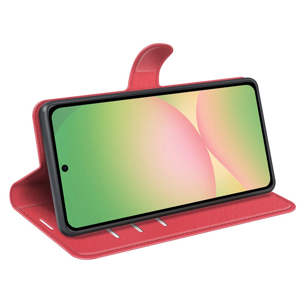 Litchi knížkové pouzdro na Samsung Galaxy A57 5G - červené