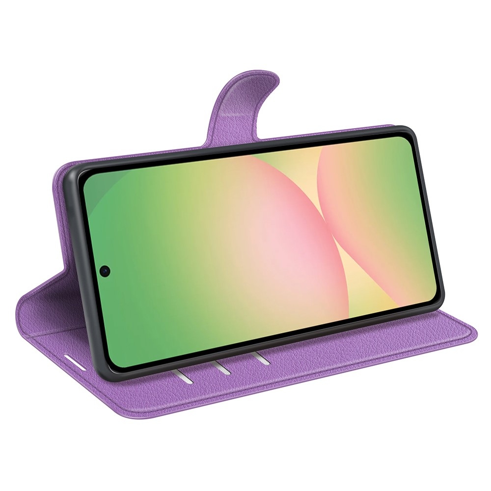 Litchi knížkové pouzdro na Samsung Galaxy A57 5G - fialové