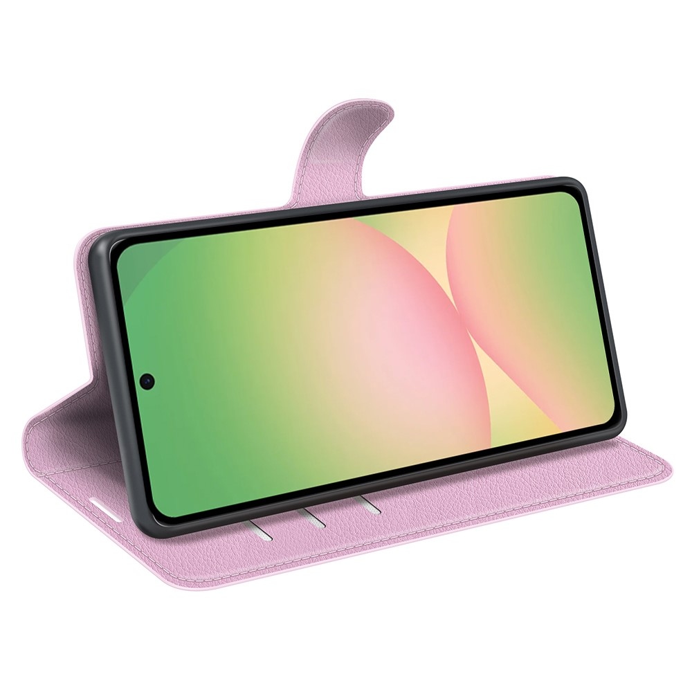 Litchi knížkové pouzdro na Samsung Galaxy A57 5G - růžové