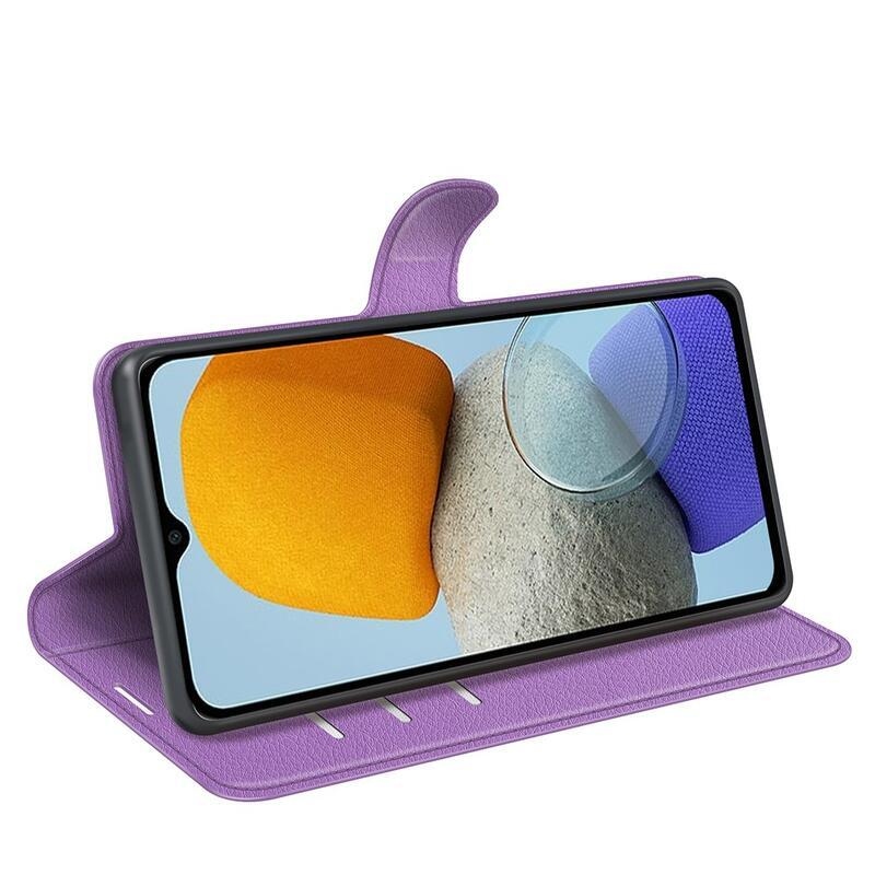 Litchi knížkové pouzdro na Samsung Galaxy M23 5G - fialové