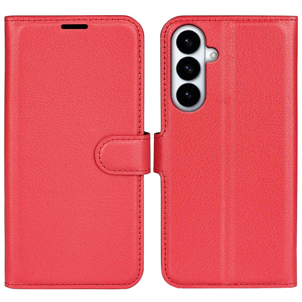 Litchi knížkové pouzdro na Samsung Galaxy S26+ - červené