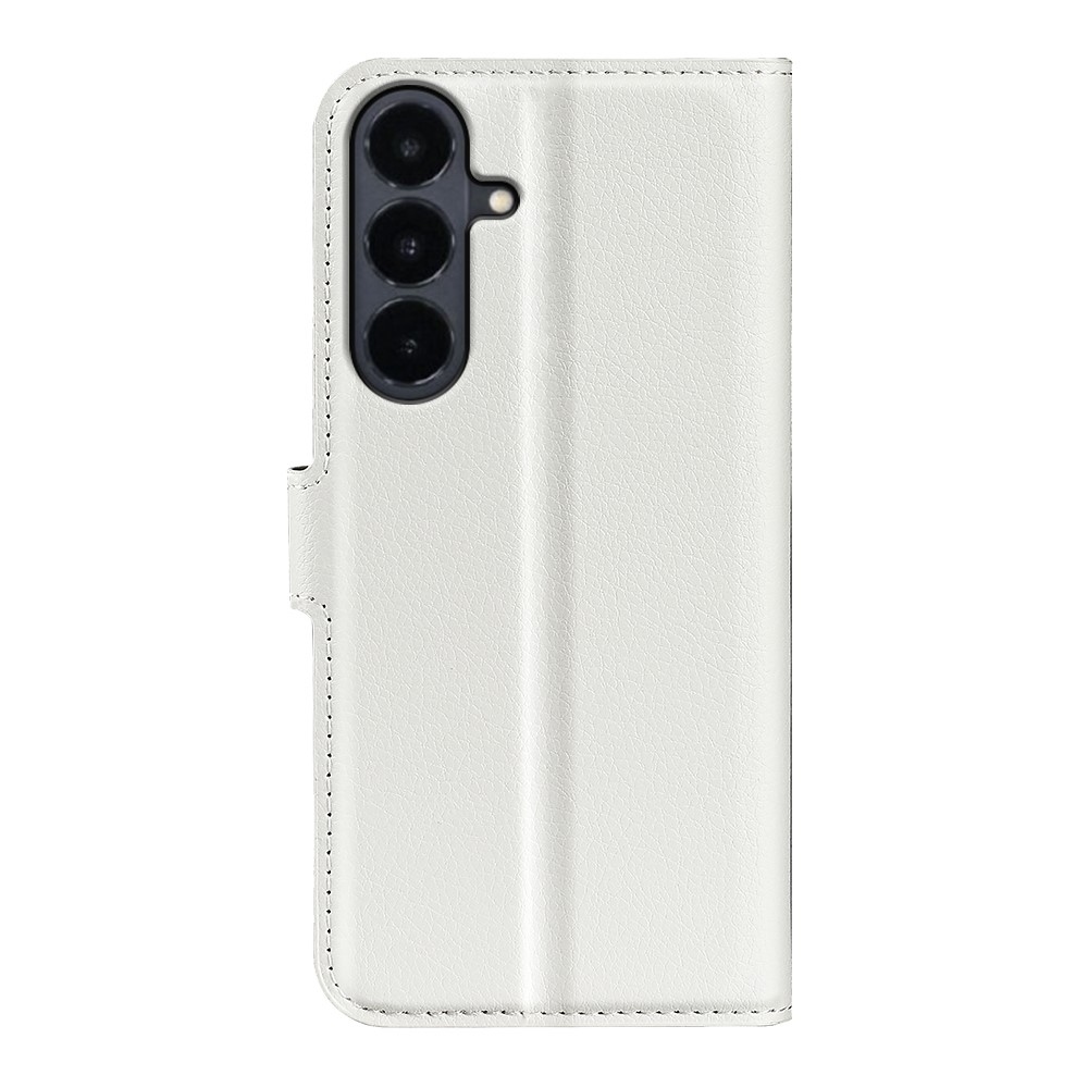 Litchi knížkové pouzdro na Samsung Galaxy S26 FE - bílé