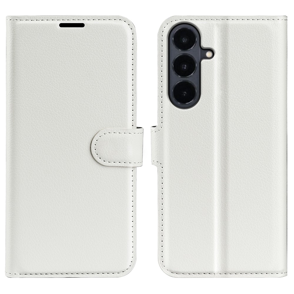 Litchi knížkové pouzdro na Samsung Galaxy S26 FE - bílé