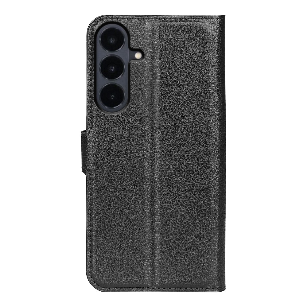Litchi knížkové pouzdro na Samsung Galaxy S26 FE - černé