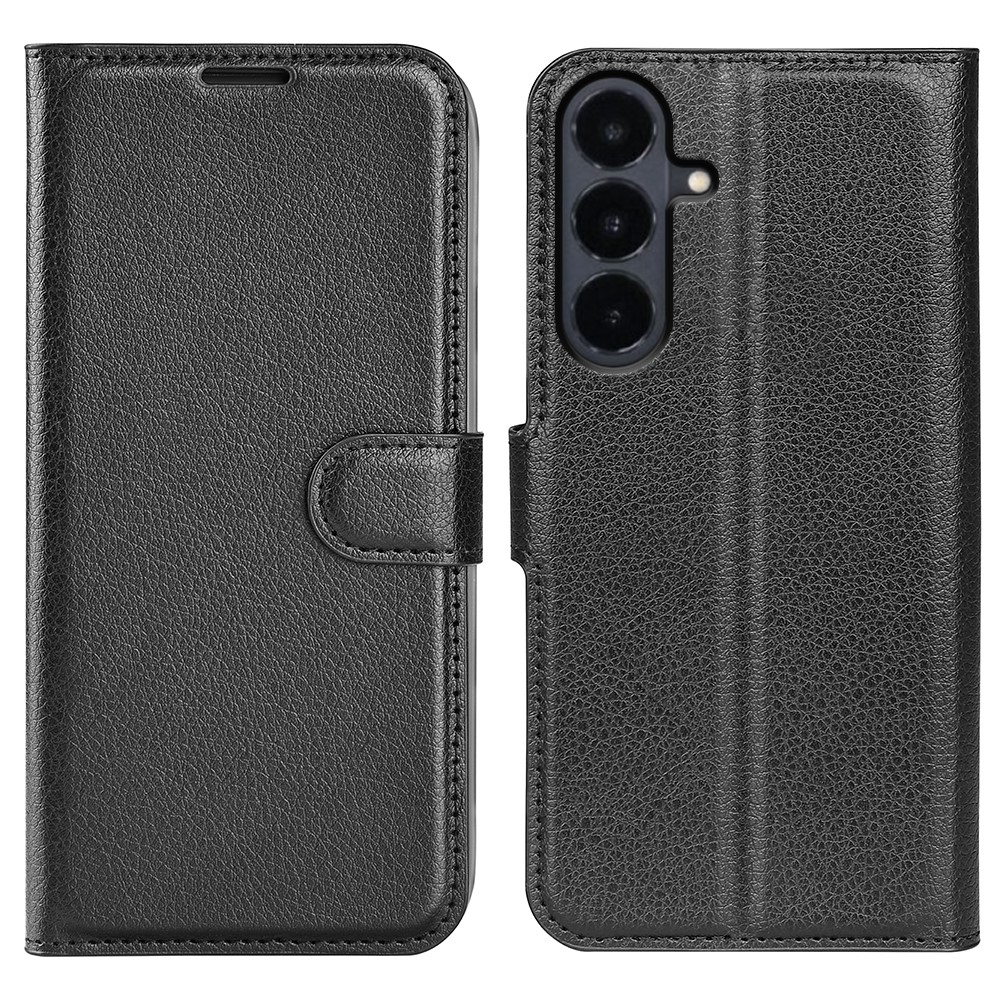 Litchi knížkové pouzdro na Samsung Galaxy S26 FE - černé