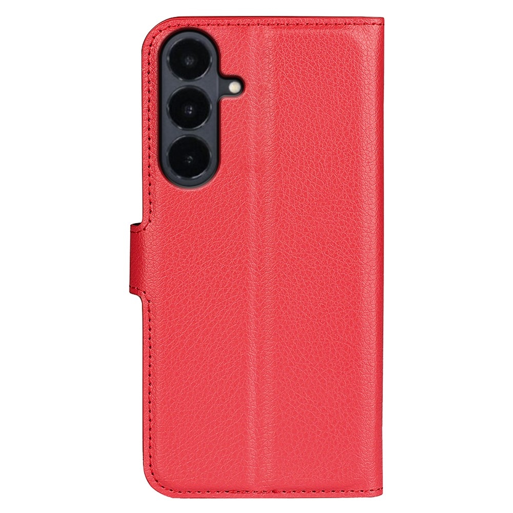Litchi knížkové pouzdro na Samsung Galaxy S26 FE - červené