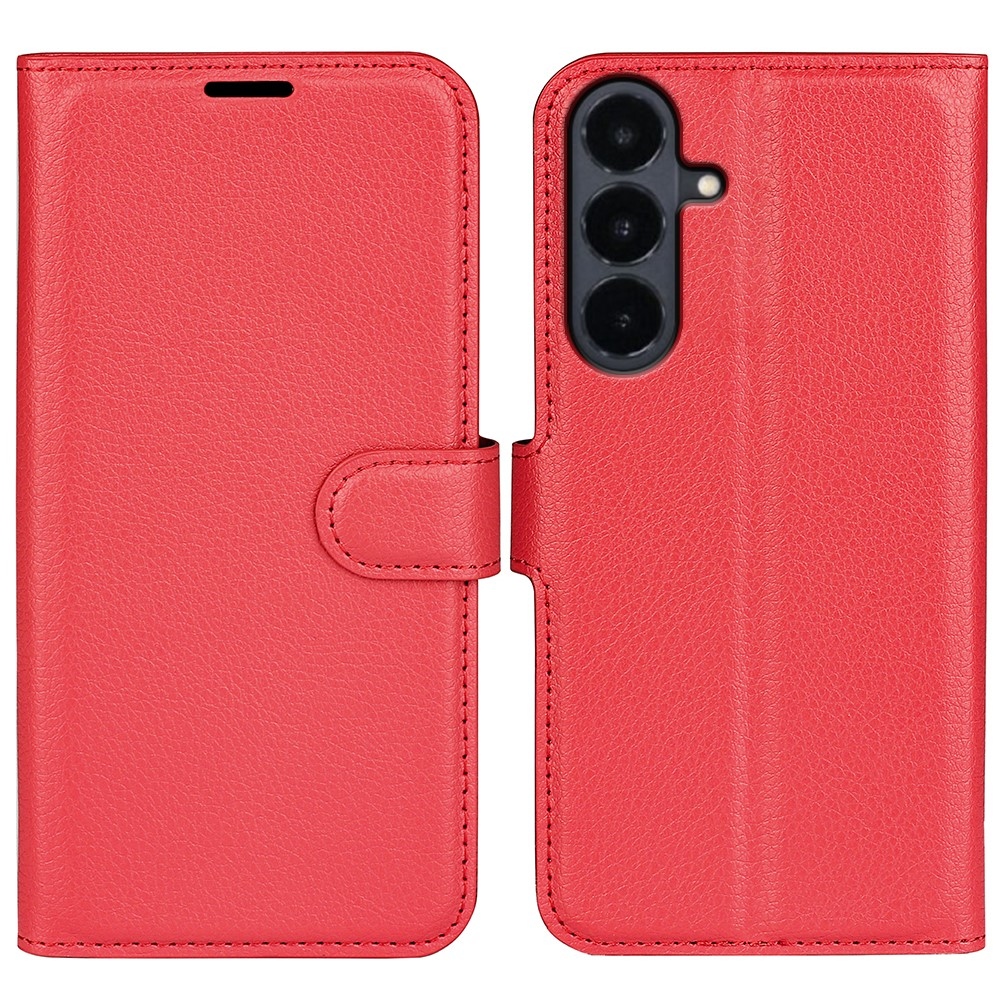 Litchi knížkové pouzdro na Samsung Galaxy S26 FE - červené