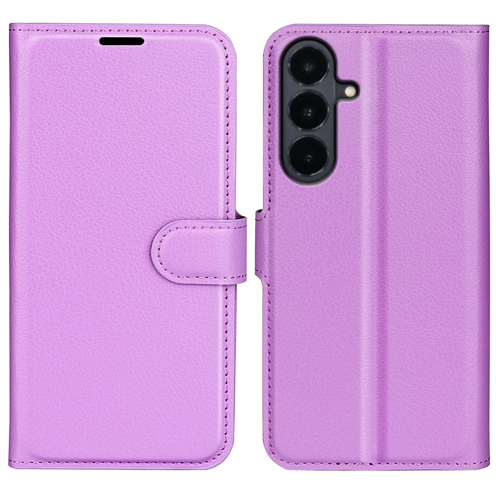 Litchi knížkové pouzdro na Samsung Galaxy S26 FE - fialové