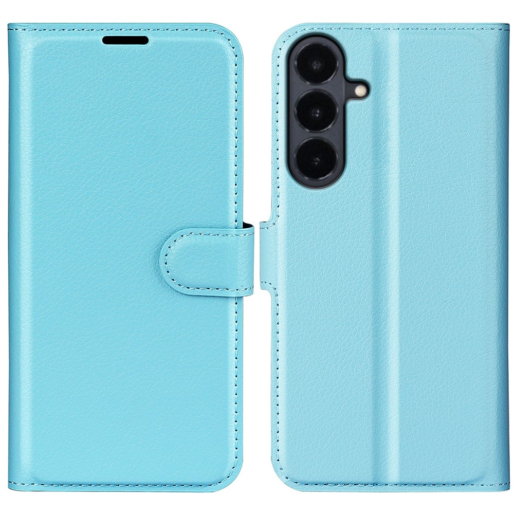 Litchi knížkové pouzdro na Samsung Galaxy S26 FE - modré