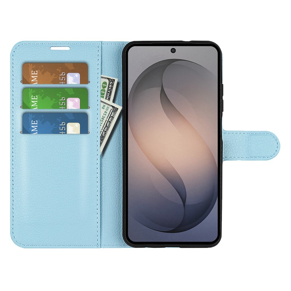 Litchi knížkové pouzdro na Samsung Galaxy S26 FE - modré