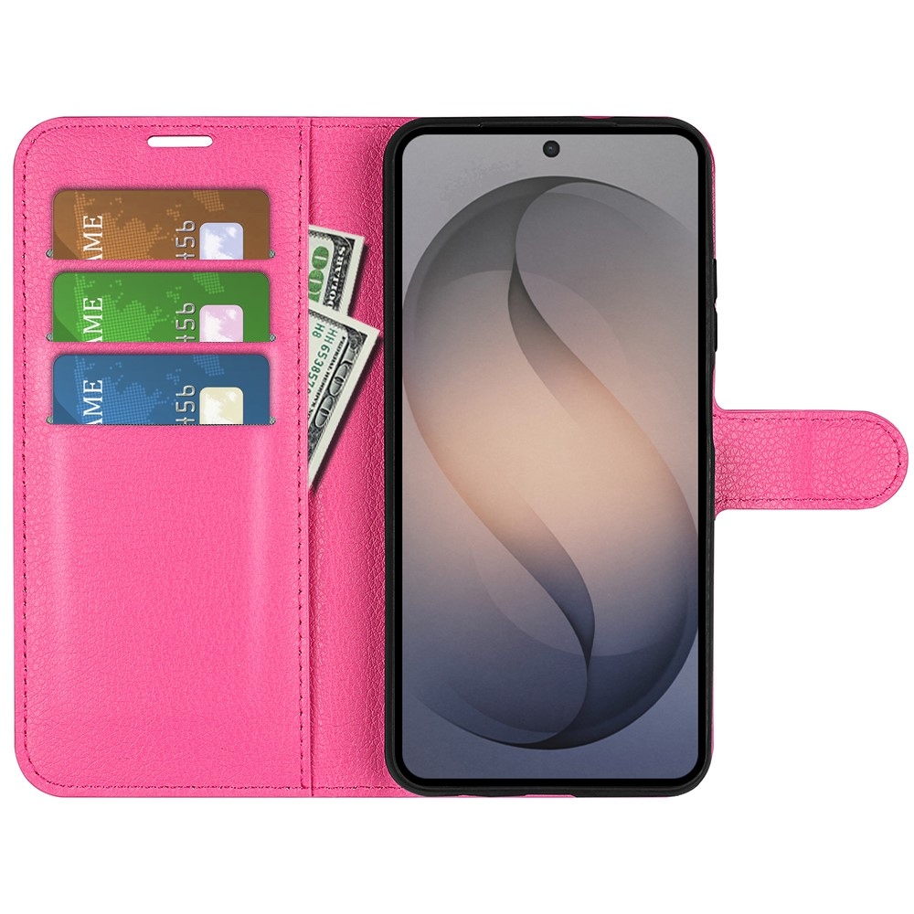 Litchi knížkové pouzdro na Samsung Galaxy S26 FE - rose