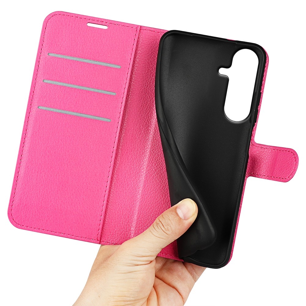 Litchi knížkové pouzdro na Samsung Galaxy S26 FE - rose