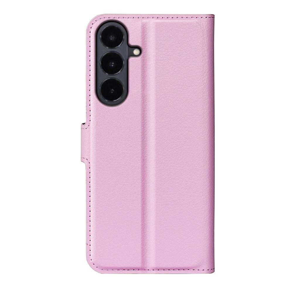 Litchi knížkové pouzdro na Samsung Galaxy S26 FE - růžové