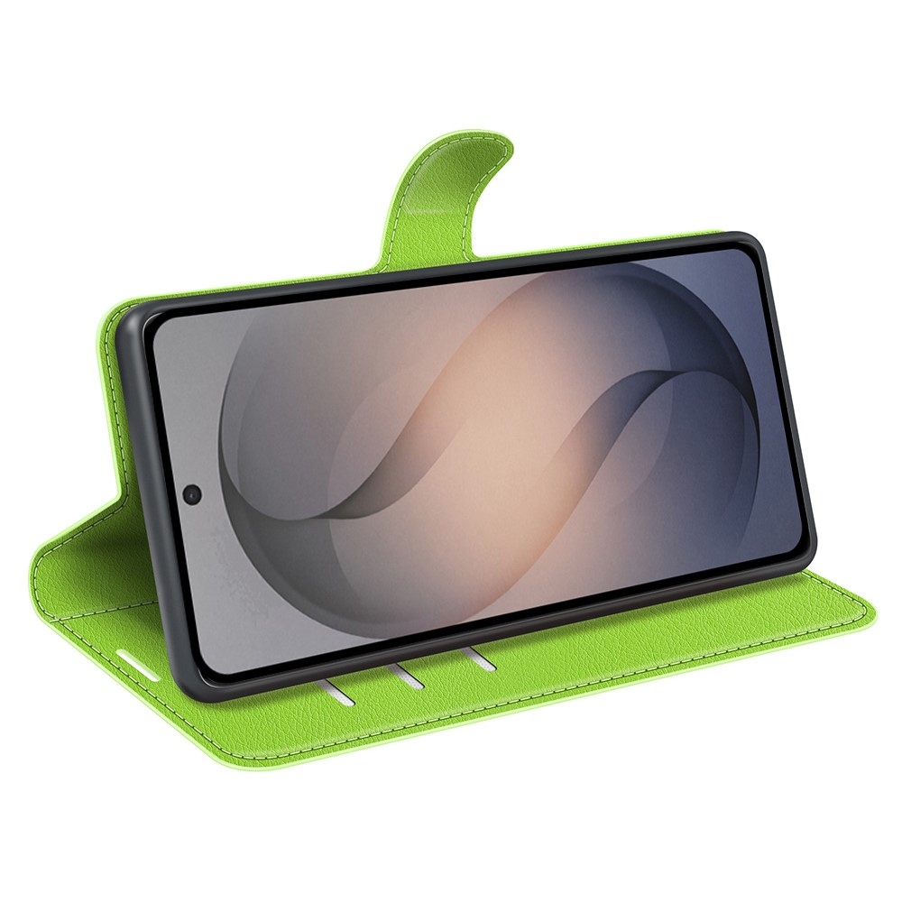 Litchi knížkové pouzdro na Samsung Galaxy S26 FE - zelené