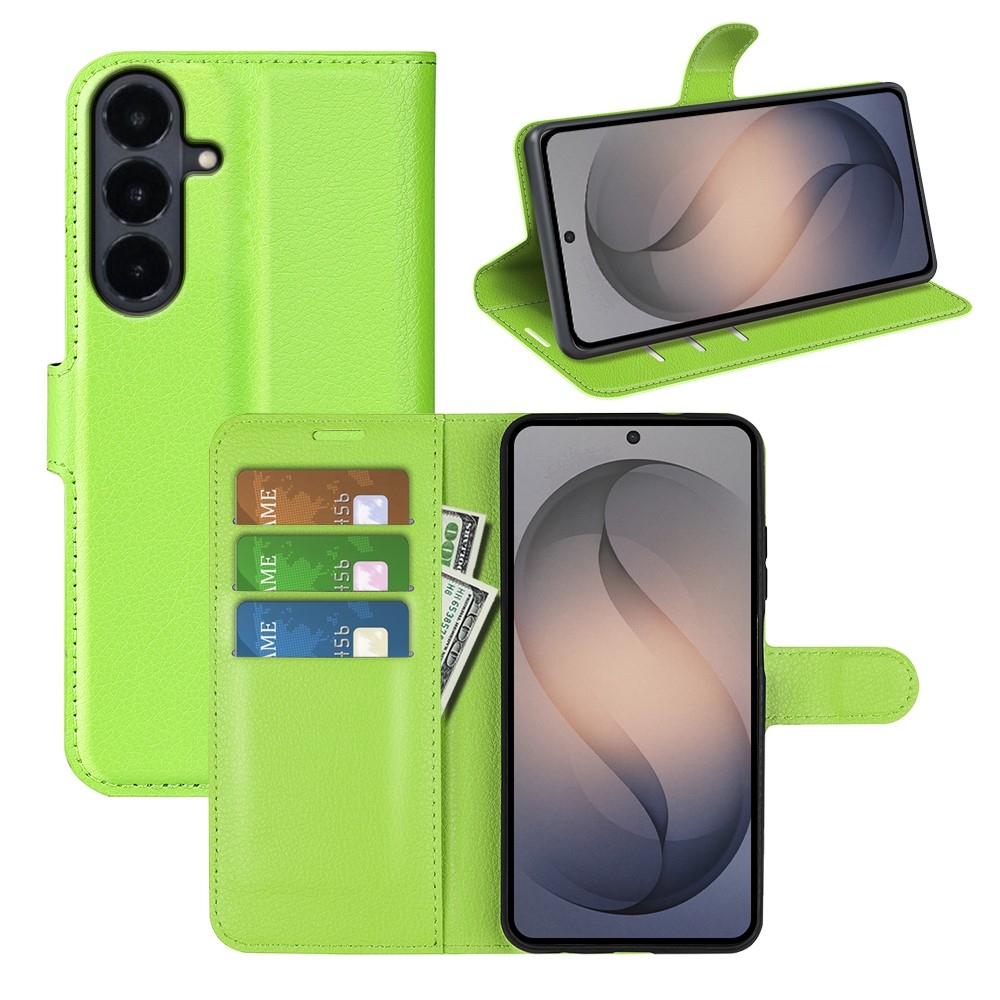 Litchi knížkové pouzdro na Samsung Galaxy S26 FE - zelené