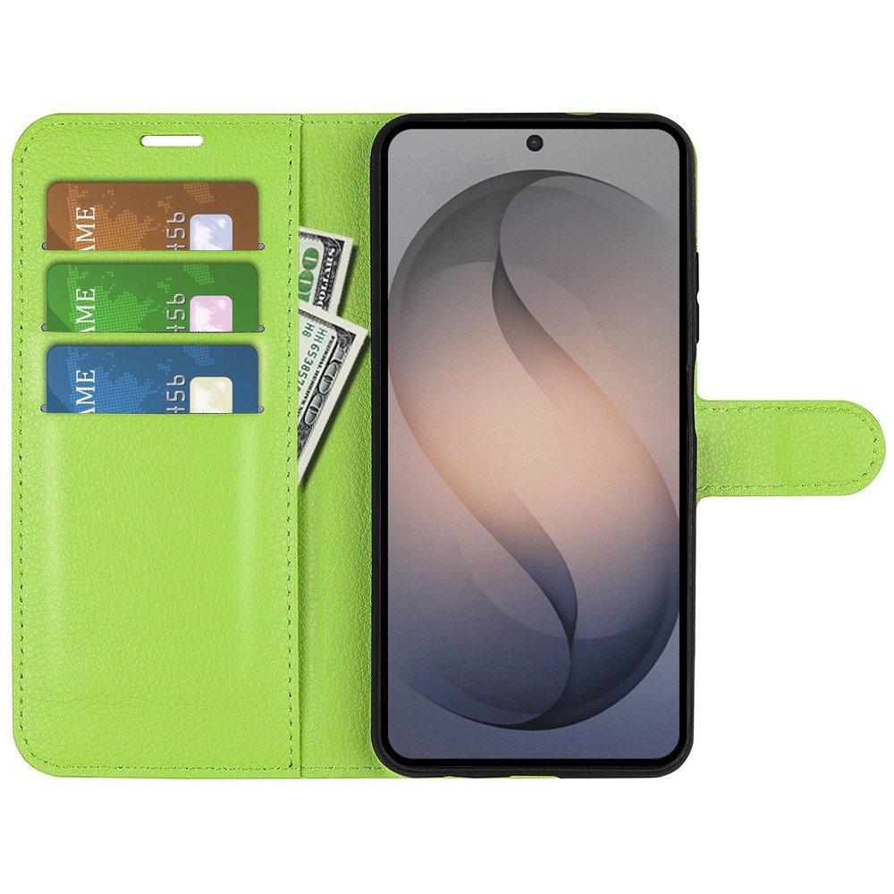 Litchi knížkové pouzdro na Samsung Galaxy S26 FE - zelené