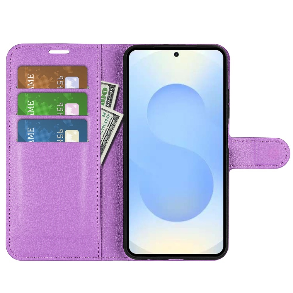 Litchi knížkové pouzdro na Samsung Galaxy S26+ - fialové