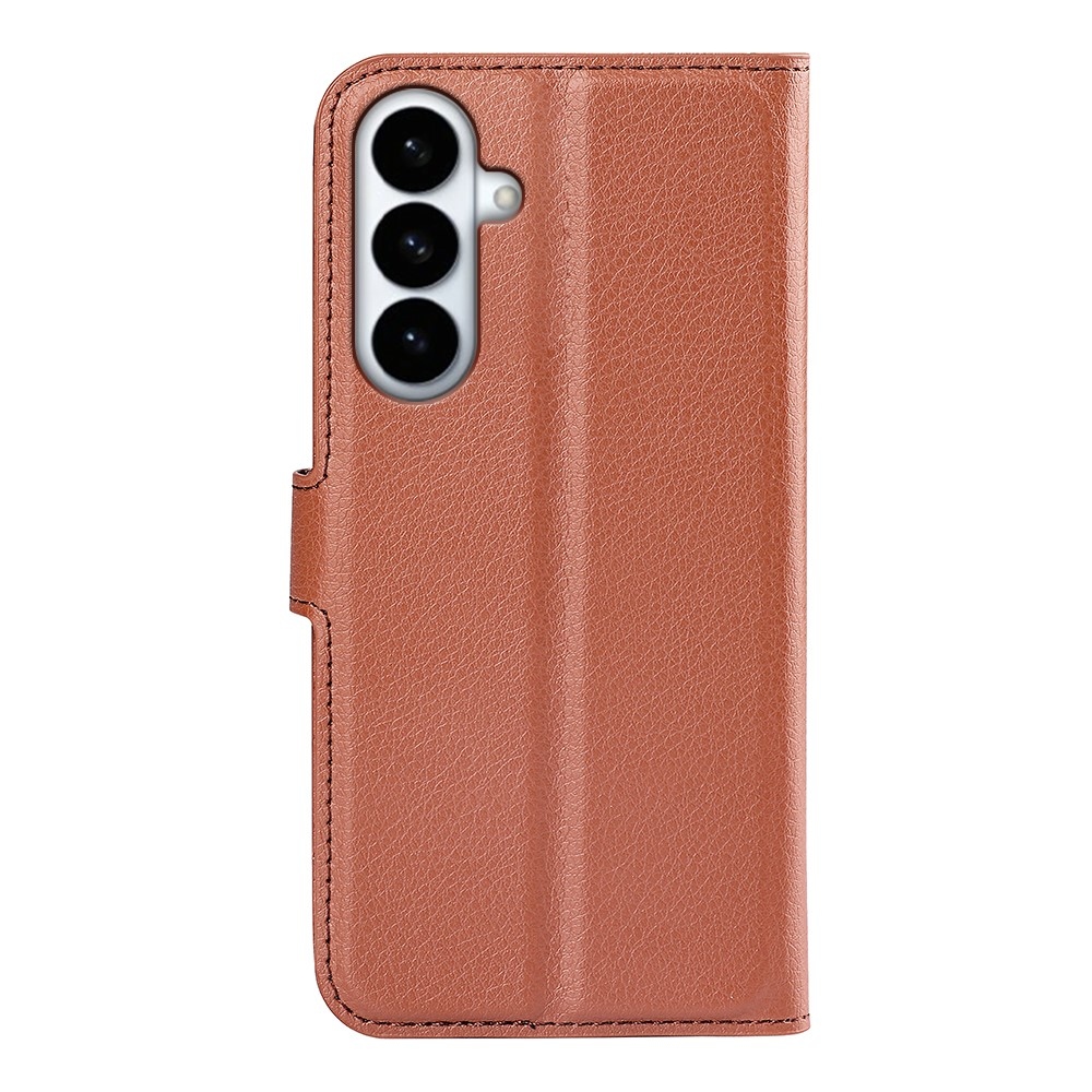 Litchi knížkové pouzdro na Samsung Galaxy S26+ - hnědé