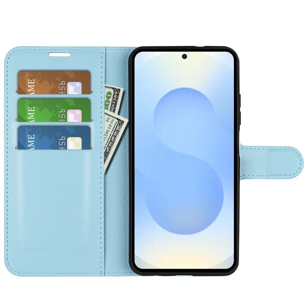 Litchi knížkové pouzdro na Samsung Galaxy S26+ - modré