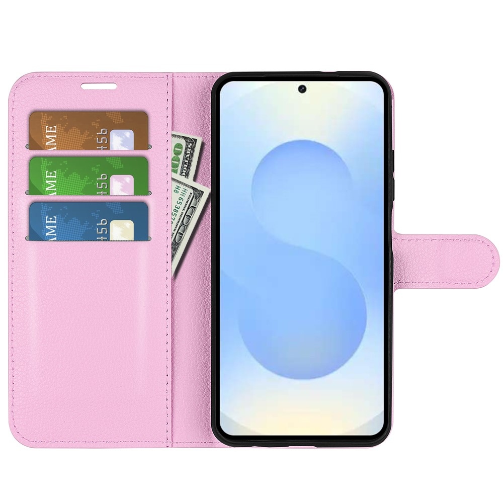 Litchi knížkové pouzdro na Samsung Galaxy S26+ - růžové