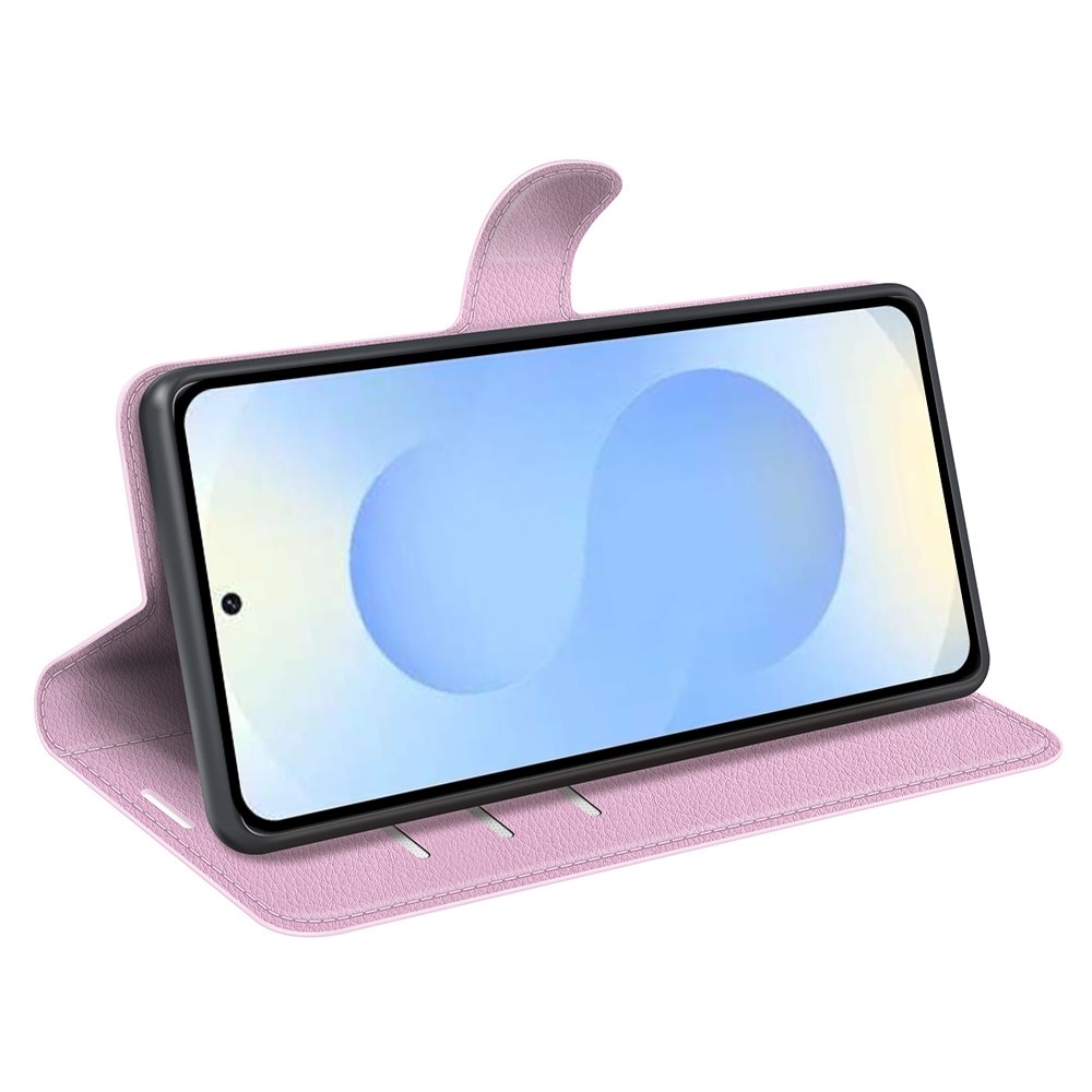 Litchi knížkové pouzdro na Samsung Galaxy S26+ - růžové