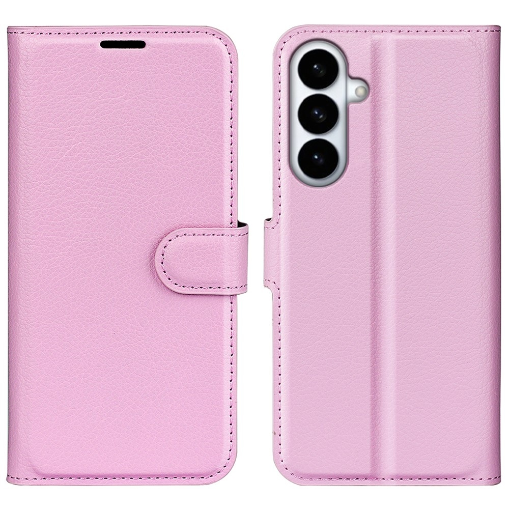 Litchi knížkové pouzdro na Samsung Galaxy S26+ - růžové