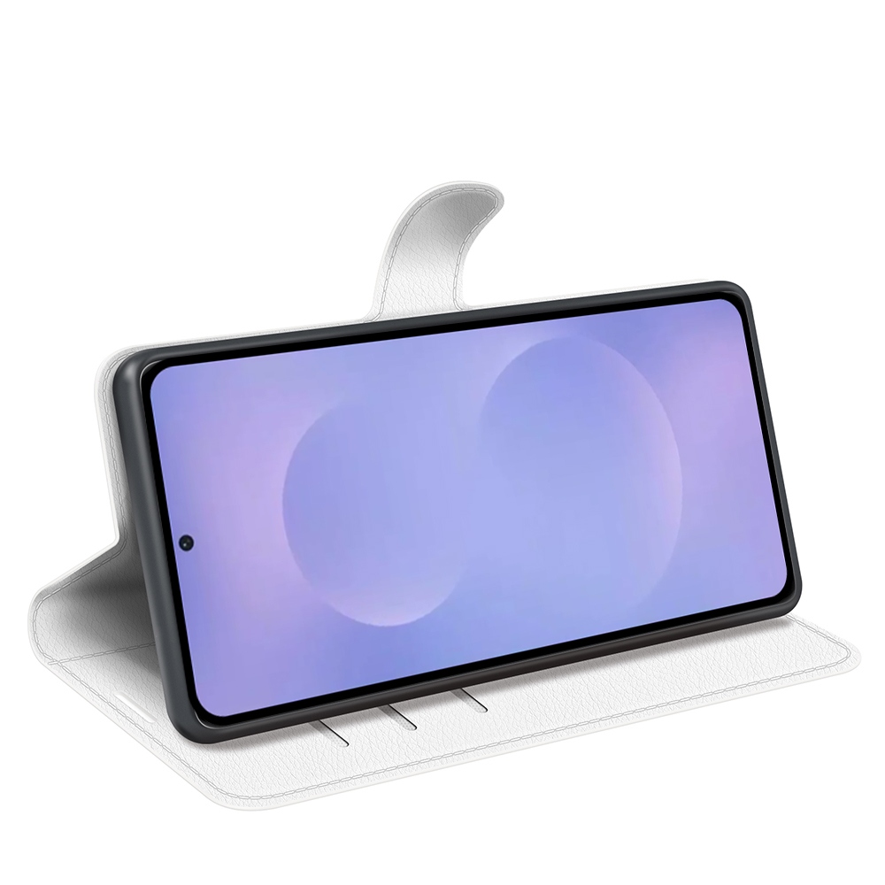 Litchi knížkové pouzdro na Samsung Galaxy S26/S26 Pro - bílé