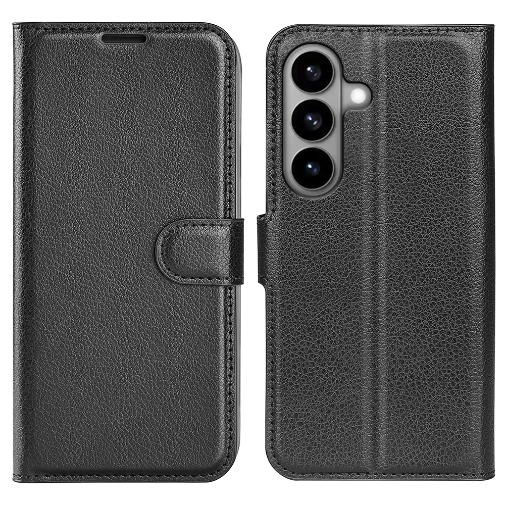 Litchi knížkové pouzdro na Samsung Galaxy S26/S26 Pro - černé