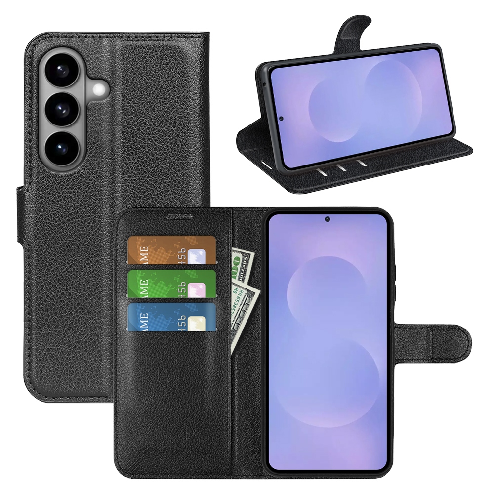 Litchi knížkové pouzdro na Samsung Galaxy S26/S26 Pro - černé