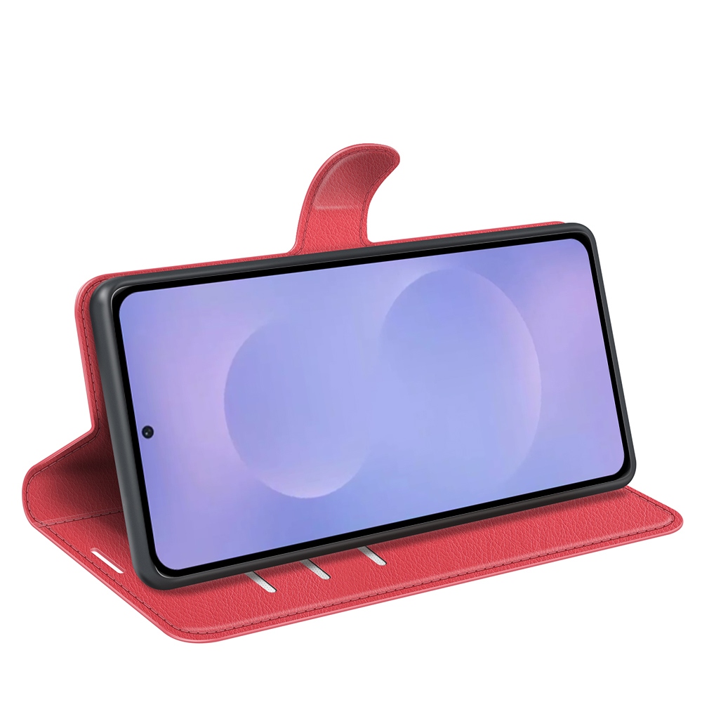 Litchi knížkové pouzdro na Samsung Galaxy S26/S26 Pro - červené