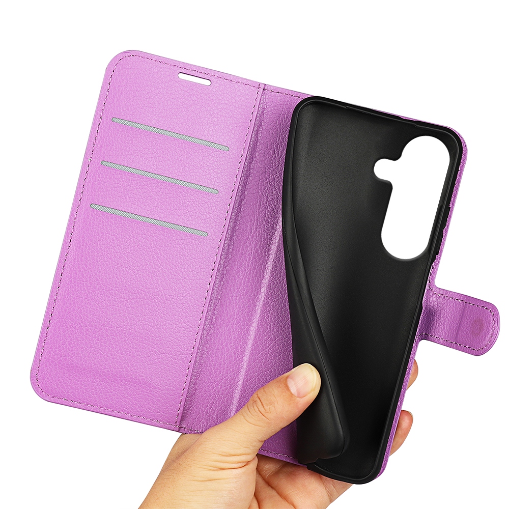 Litchi knížkové pouzdro na Samsung Galaxy S26/S26 Pro - fialové