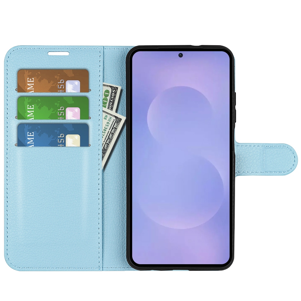 Litchi knížkové pouzdro na Samsung Galaxy S26/S26 Pro - modré