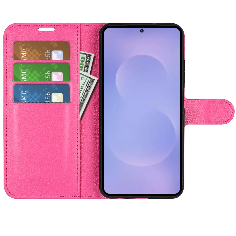 Litchi knížkové pouzdro na Samsung Galaxy S26/S26 Pro - rose