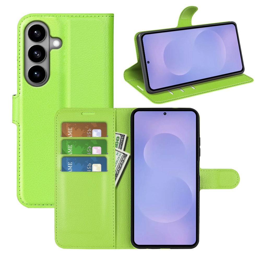 Litchi knížkové pouzdro na Samsung Galaxy S26/S26 Pro - zelené