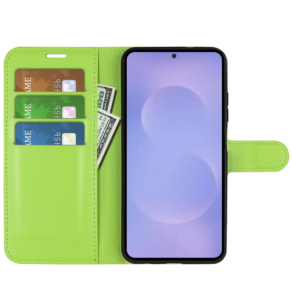 Litchi knížkové pouzdro na Samsung Galaxy S26/S26 Pro - zelené