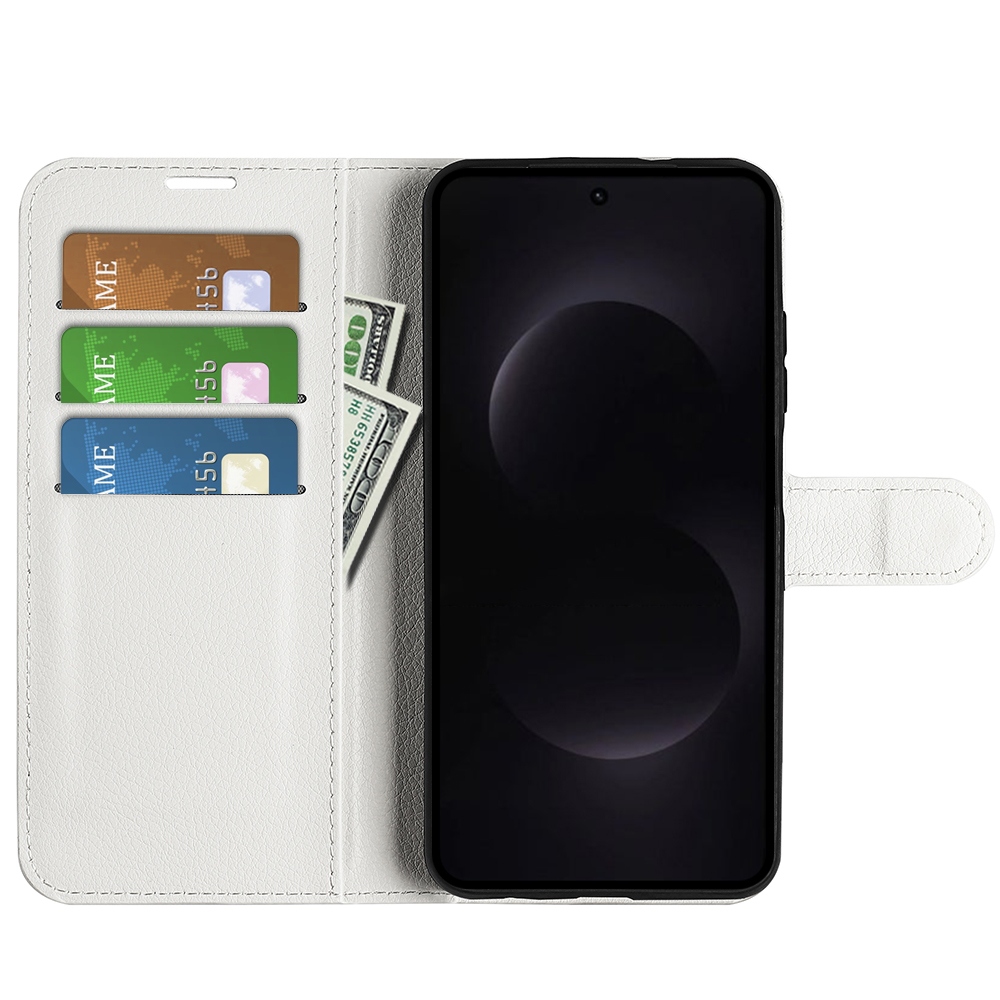 Litchi knížkové pouzdro na Samsung Galaxy S26 Ultra - bílé