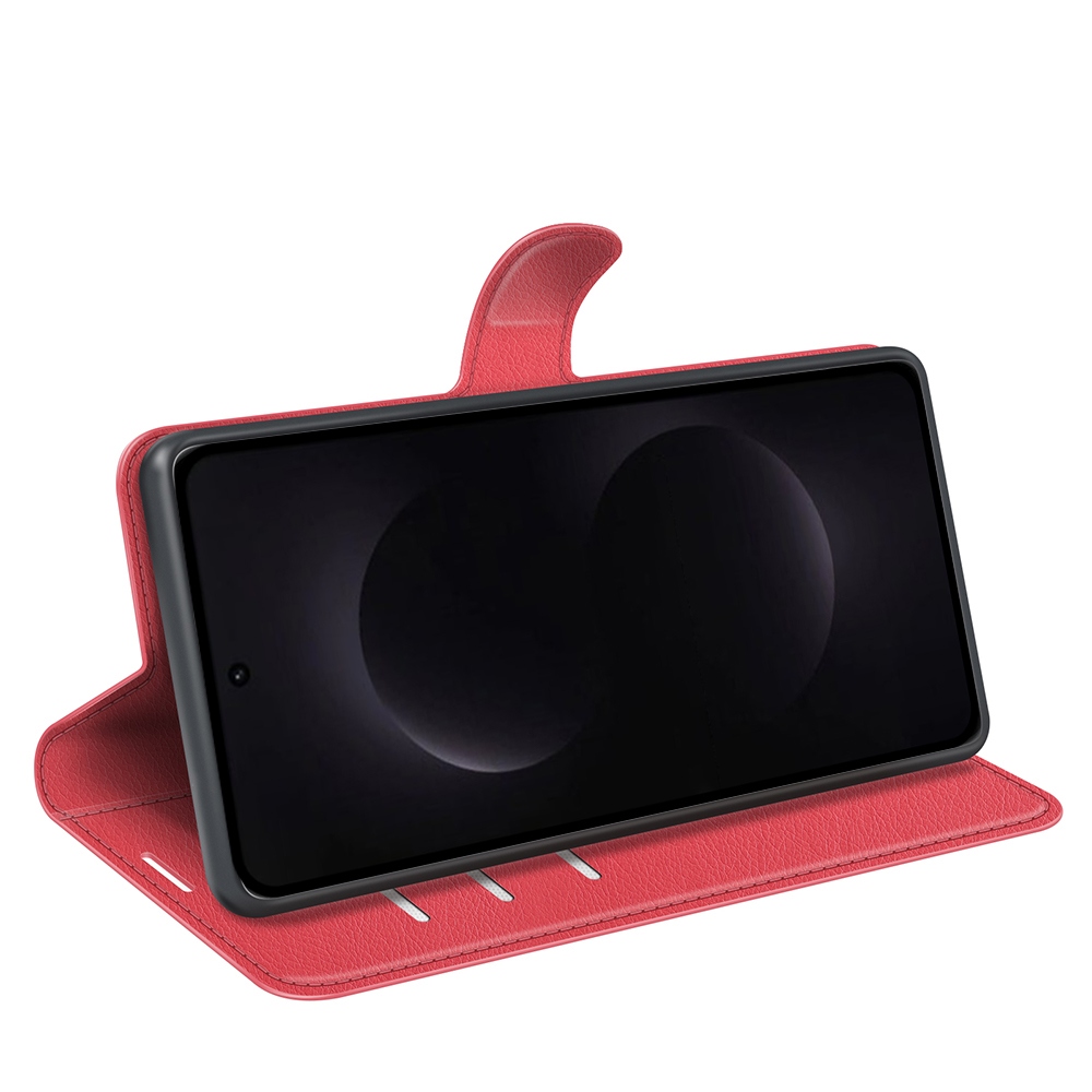 Litchi knížkové pouzdro na Samsung Galaxy S26 Ultra - červené